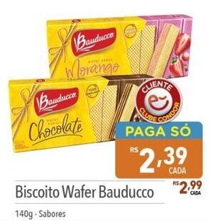 Supermercados Condor Biscoito Wafer Bauducco 140g-Sabores oferta