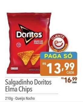 Supermercados Condor Salgadinho Doritos Elma Chips 210g-Queijo Nacho oferta