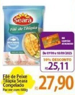 Atacadão Filé de Peixe Tilápia Seara Congelado Pacote com 600g oferta