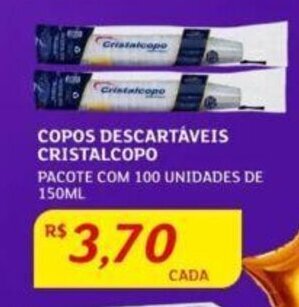 Assaí Atacadista COPOS DESCARTÁVEIS CRISTALCOPO PACOTE COM 100 UNIDADES DE 150ML oferta