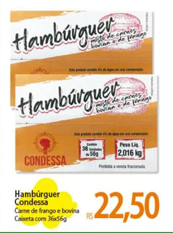 Atacadão Hambúrguer Condessa Carne de frango e bovina Caixeta com 36x56g oferta