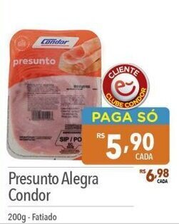 Supermercados Condor Presunto Alegra Condor 200g-Fatiado oferta