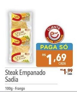 Supermercados Condor Steak Empanado Sadia 100g-Frango oferta