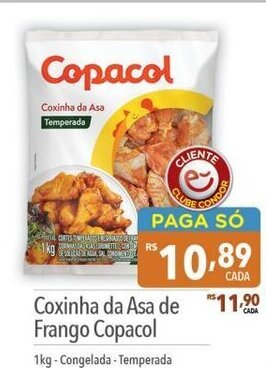 Supermercados Condor Coxinha da Asa de Frango Copacol 1kg-Congelada - Temperada oferta