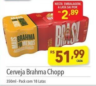 Supermercados Condor Cerveja Brahma Chopp 350ml-Pack com 18 Latas oferta