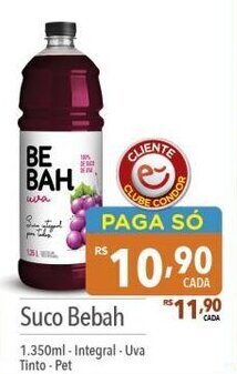 Supermercados Condor Suco Bebah 1.350ml - Integral - Uva Tinto - Pet oferta