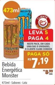 Supermercados Condor Bebida Energética Monster 473ml-Sabores-Lata oferta