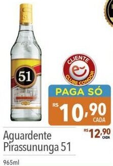 Supermercados Condor Aguardente Pirassununga 51 965ml oferta