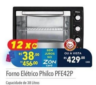 Forno Elétrico Philco PFE42P Capacidade de 38 Litros