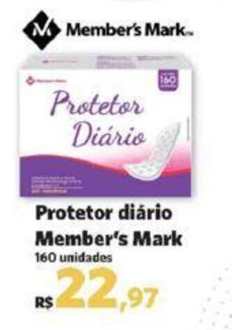 Sam's Club Protetor diário Member's Mark 160 unidades oferta