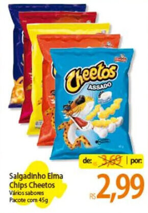Atacadão Salgadinho Elma Chips Cheetos Vários sabores Pacote com 45g oferta