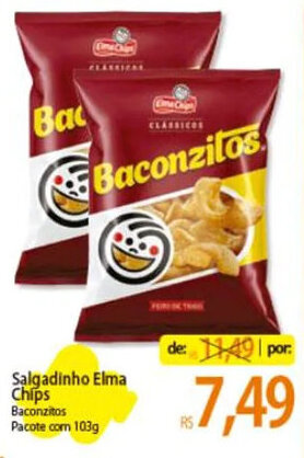 Atacadão Salgadinho Elma Chips Baconzitos Pacote com 103g oferta