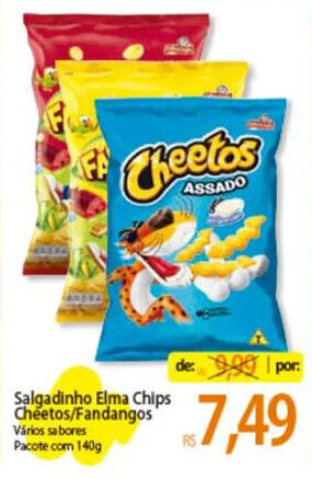 Atacadão Salgadinho Elma Chips Cheetos/Fandangos Vários sabores Pacote com 140g oferta