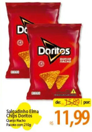 Atacadão Salgadinho Elma Chips Doritos Queijo Nacho Pacote com 210g oferta