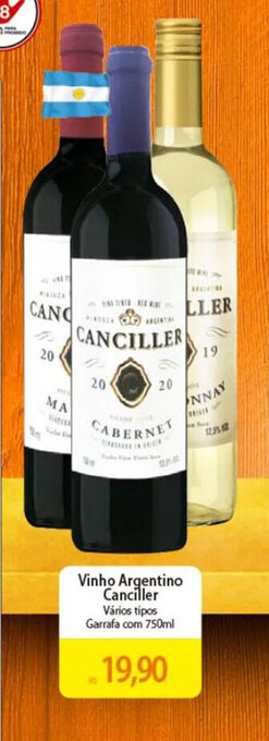 Atacadão Vinho Argentino Canciller Vários tipos Garrafa com 750ml oferta