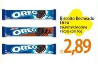 Atacadão Biscoito Recheado Oreo Baunilha/Chocolate Pacote com 90g oferta