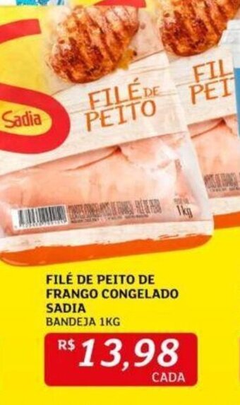 FILÉ DE PEITO DE FRANGO CONGELADO SADIA BANDEJA 1KG