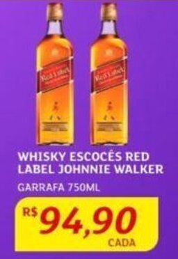 Assaí Atacadista WHISKY ESCOCÉS RED LABEL JOHNNIE WALKER GARRAFA 750ML oferta
