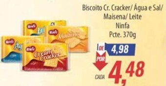 Supermercados BH Biscoito Cr. Cracker/ Água e Sal/ Maisena/Leite Ninfa Pcte. 370g oferta