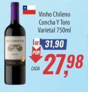 Supermercados BH Vinho Chileno Concha y Toro Varietal 750ml oferta