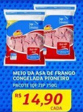 Assaí Atacadista MEIO DA ASA DE FRANGO CONGELADA PIONEIRO PACOTE IQF ZIP 750G oferta