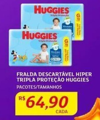 Assaí Atacadista FRALDA DESCARTÁVEL HIPER TRIPLA PROTEÇÃO HUGGIES oferta