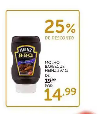 Super Nosso Molho Barbecue Heinz 25% De Desconto 397g oferta