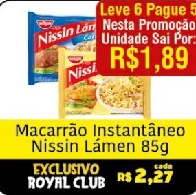 Royal Supermercados Macarrão Instantâneo Nissin Lámen 85g oferta