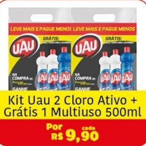 Royal Supermercados Kit Uau 2 Cloro Ativo + Grátis 1 Multiuso 500ml oferta
