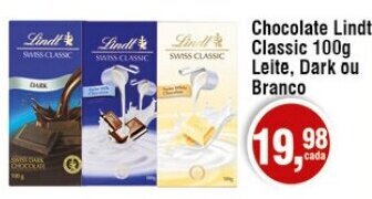 Royal Supermercados Chocolate Lindt Classic 100g Leite, Dark ou Branco oferta