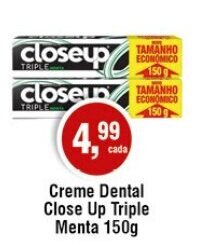 Royal Supermercados Creme Dental Close Up Triple Menta 150g oferta