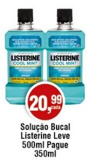 Solução Bucal Listerine Leve 500ml Pague 350ml