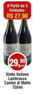 Royal Supermercados Vinho Italiano Lambrusco Cantini di Motta 750ml oferta