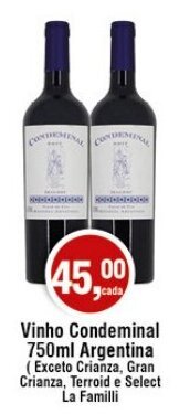Royal Supermercados Vinho Condeminal 750ml Argentina oferta