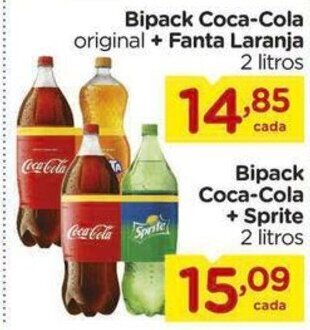 Carrefour Bipack Coca-Cola original+ Fanta Laranja 2 litros oferta