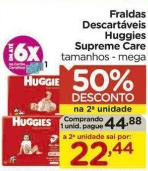 Carrefour Fraldas Descartáveis Huggies Supreme Care oferta