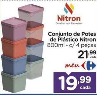 Carrefour Conjunto de Potes de Plástico Nitron 800ml - c/ 4 peças oferta