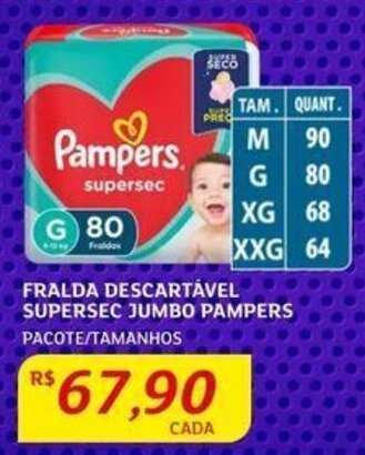 Assaí Atacadista FRALDA DESCARTÁVEL SUPERSEC JUMBO PAMPERS PACOTE/TAMANHOS oferta