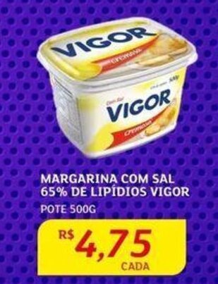 Assaí Atacadista MARGARINA COM SAL 65% DE LIPÍDIOS VIGOR POTE 500G oferta