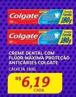Assaí Atacadista CREME DENTAL COM FLÚOR MÁXIMA PROTEÇÃO ANTICARIES COLGATE CAIXETA 180G oferta