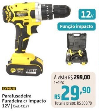 LYNUS Parafusadeira Furadeira c/ Impacto 12V | Cod: 43177