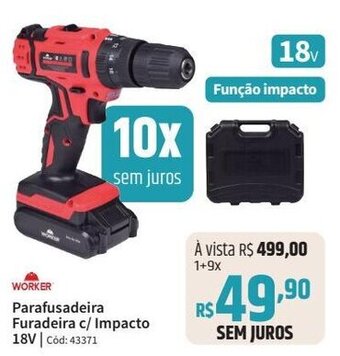 WORKER Parafusadeira Furadeira c/ Impacto 18V Cod: 43371