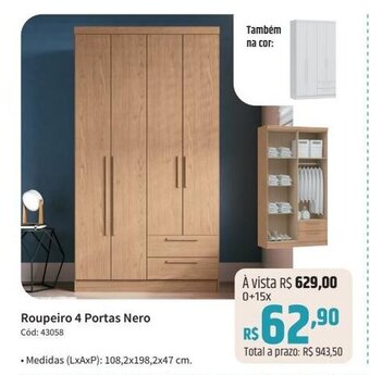 Deltasul Roupeiro 4 Portas Nero Cód: 43058 oferta
