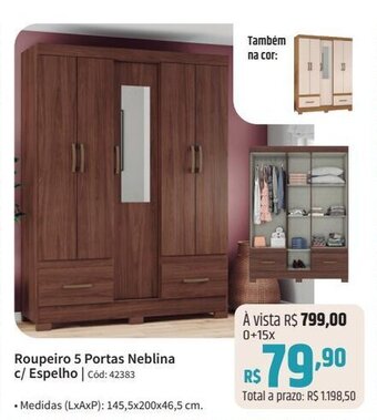 Deltasul Roupeiro 5 Portas Neblina c/ Espelho | Cód: 42383 oferta