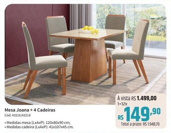 Deltasul Mesa Joana + 4 Cadeiras Cód: 43216/43218 oferta