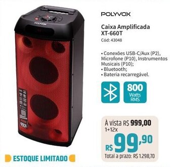 POLYVOX Caixa Amplificada XT-660T