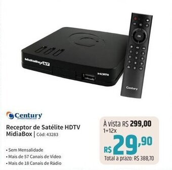 Century Receptor de Satélite HDTV MidiaBox | Cód: 43283
