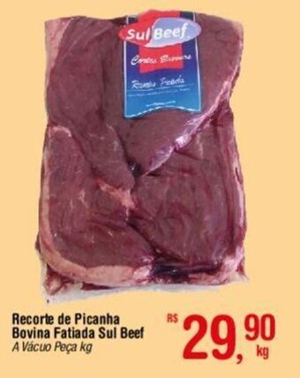 Recorte de Picanha Bovina Fatiada Sul Beef A Vácuo Peça kg