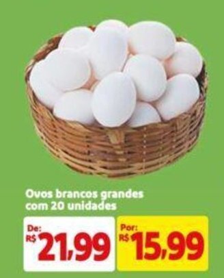 Extra Supermercado Ovos brancos grandes com 20 unidades oferta