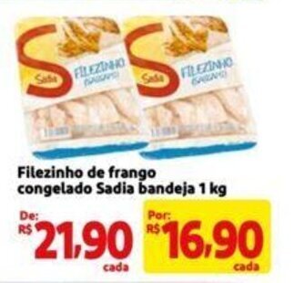 Extra Supermercado Filezinho de frango congelado Sadia bandeja 1 kg oferta